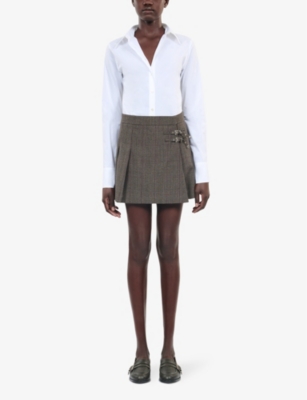 THE KOOPLES: Prince of Wales-check pleated wool mini skirt
