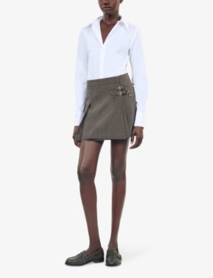 THE KOOPLES WOMENS WHITE CLASSIC-COLLAR FITTED STRETCH COTTON-POPLIN SHIRT XS 