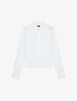 The Kooples Womens White Classic-collar Fitted Stretch Cotton-poplin Shirt In White