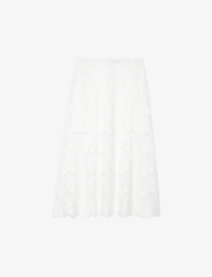 THE KOOPLES: Floral scalloped-edge lace midi skirt