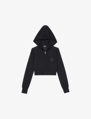 THE KOOPLES: Crest-embroidered cropped wool hoody