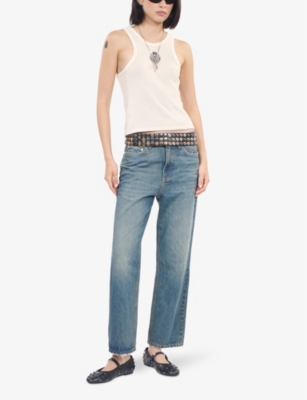 THE KOOPLES WOMENS THE KOOPLES STRAIGHT-CUT RELAXED-FIT HIGH-RISE DENIM JEANS 