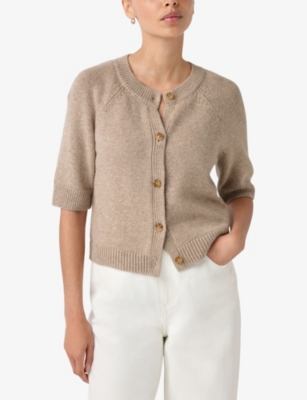 THE WHITE COMPANY: Short-Sleeved Cropped Wool-Blend Cardigan