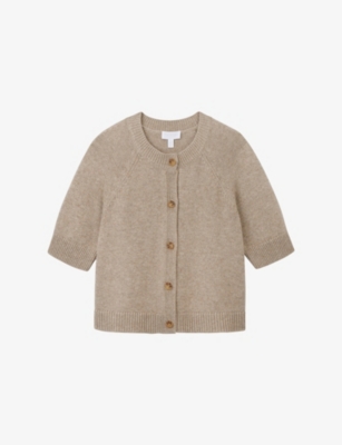 THE WHITE COMPANY: Short-Sleeved Cropped Wool-Blend Cardigan