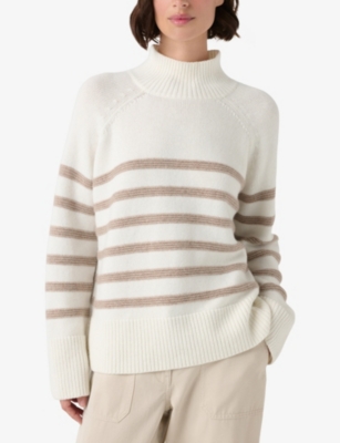THE WHITE COMPANY: Striped Funnel-Neck Wool-Blend Jumper