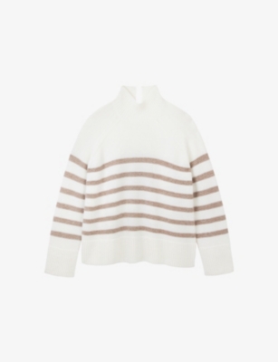 THE WHITE COMPANY: Striped Funnel-Neck Wool-Blend Jumper