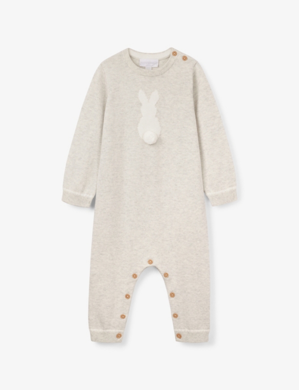 Bunny Pom-Pom Organic-Cotton Knitted Romper 0–24 Months