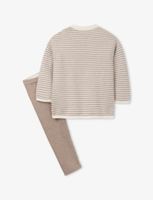 THE LITTLE WHITE COMPANY: Ribbed Cotton-Blend Jumper and Leggings Set 0-24 Months