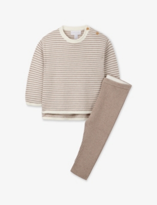 THE LITTLE WHITE COMPANY: Ribbed Cotton-Blend Jumper and Leggings Set 0-24 Months