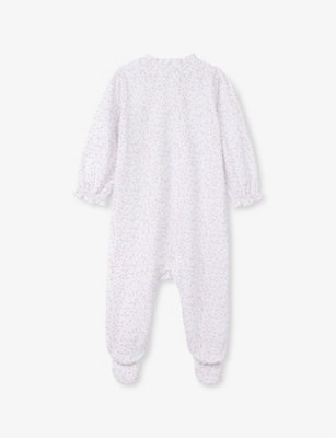 THE LITTLE WHITE COMPANY: Spring Berries Wrap-Design Cotton Babygrow 0-24 Months