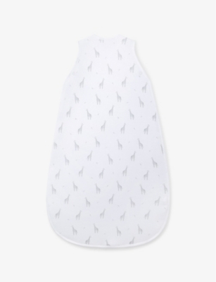 THE LITTLE WHITE COMPANY: Giraffe Cotton Sleeping Bag 0-6 Months