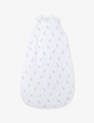 THE LITTLE WHITE COMPANY: Giraffe Cotton Sleeping Bag 0-6 Months