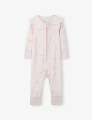THE LITTLE WHITE COMPANY: Puddle Ducks Graphic-Print Organic-Cotton Babygrow 0-24 months