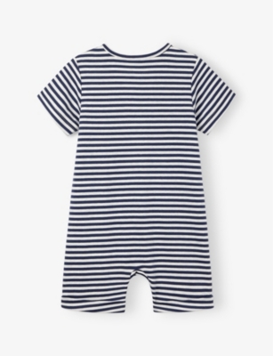 THE LITTLE WHITE COMPANY: Round-Neck Stripe-Print cotton-jersey romper 0-24 months