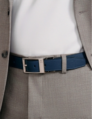 Christian Louboutin Bizz Logo-engraved Leather Belt In Denim/black