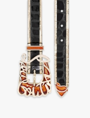 CHRISTIAN LOUBOUTIN: Giddy logo-buckle leather belt