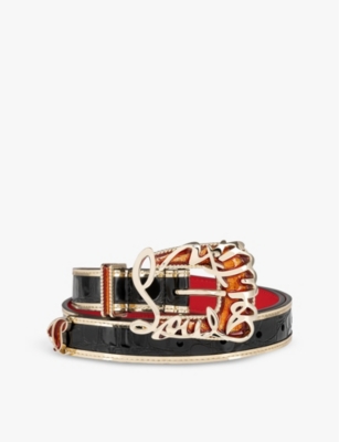 CHRISTIAN LOUBOUTIN: Giddy logo-buckle leather belt
