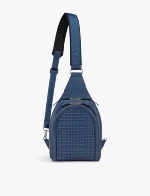 Shop Christian Louboutin Mens Loubifunk One-strap Leather Backpack Denim