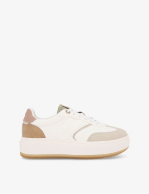 Kg Kurt Geiger Womens  Kick Contrast-panel Faux-leather Low-top Trainers In White/comb