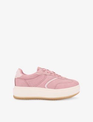 KG KURT GEIGER: Kick Platform Faux-Suede Low-Lop Trainers