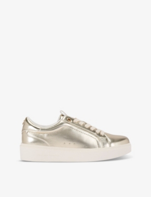 Kg Kurt Geiger Womens Gold Lovie Metallic Faux-leather Low-top Trainers In Gold