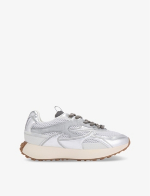 Kg Kurt Geiger Womens Silver Lavish Branded Mesh Low-top Trainers In Silver