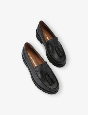 Kg Kurt Geiger Womens Black Minnie Tassel-trim Leather Loafers In Black