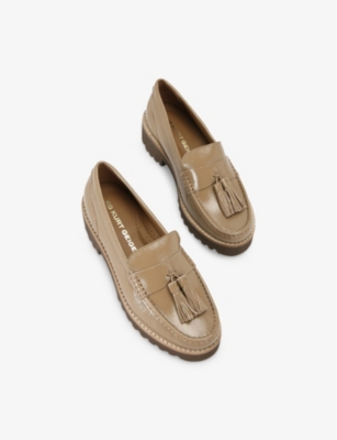 KG KURT GEIGER WOMENS KG KURT GEIGER MINNIE TASSEL-TRIM LEATHER LOAFERS 