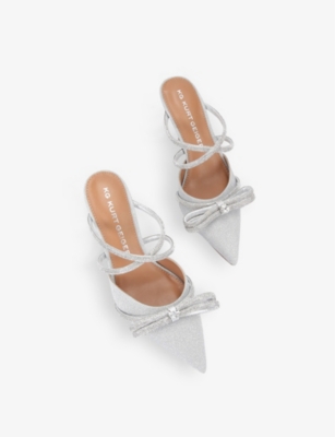 Kg Kurt Geiger Womens Silver Avery Embellished Metallic Heeled Mules In Silver