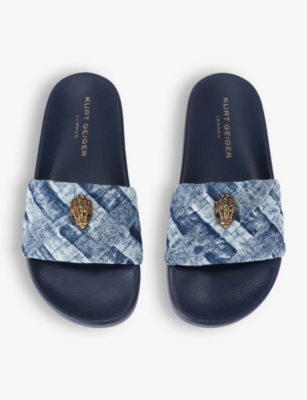 Kurt Geiger Denim Meena Eagle Slides In Denim