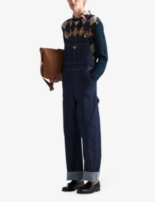 Prada Womens Blue Jumpsuit In Selvedge Denim Dungarees In Blue