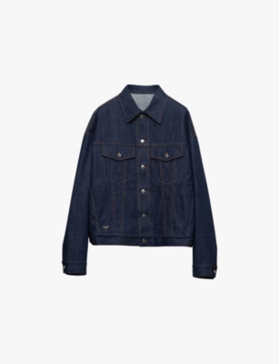 PRADA: Selvedge logo-plaque denim jacket