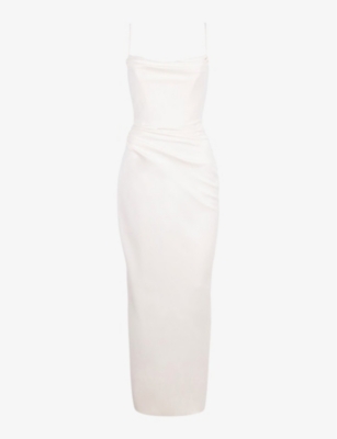 HOUSE OF CB: Margaux draped-front satin wedding dress