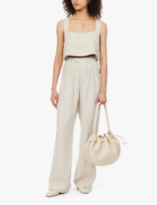 POSSE WOMENS ALICE CROPPED LINEN TOP NATURAL 