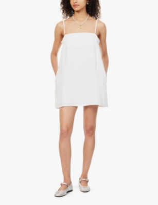 Shop Posse Womens  Maggie Sleeveless Linen Mini Dress In Ivory