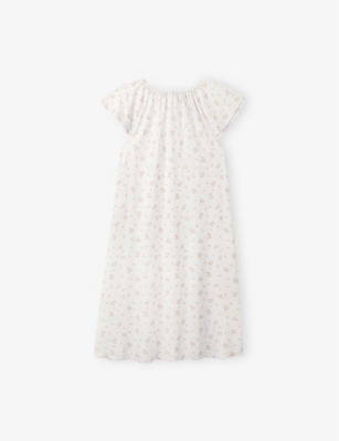 THE LITTLE WHITE COMPANY: Floral-Print Flutter-Sleeve Cotton Nightdress 1-6 years