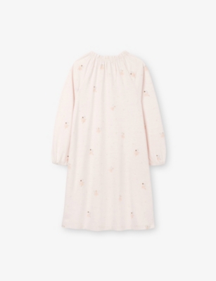 THE LITTLE WHITE COMPANY: Floral Fairy Long-Sleeve Cotton Nightdress 7-12 Years