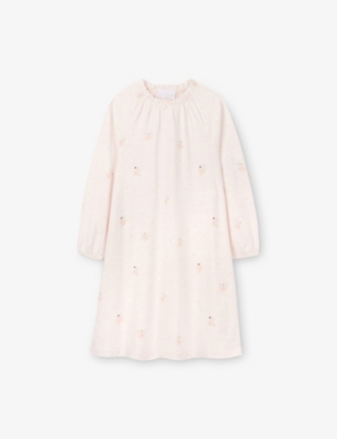 THE LITTLE WHITE COMPANY: Floral Fairy Long-Sleeve Cotton Nightdress 7-12 Years