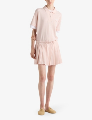 PRADA: Pleated drawstring-waist cotton mini skirt