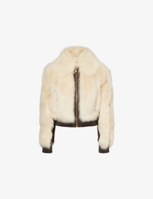Zimmermann Illustration Shearling Fur Jacket In Cream