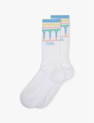CASABLANCA: Sport logo-intarisa cotton-blend knitted mid-calf socks