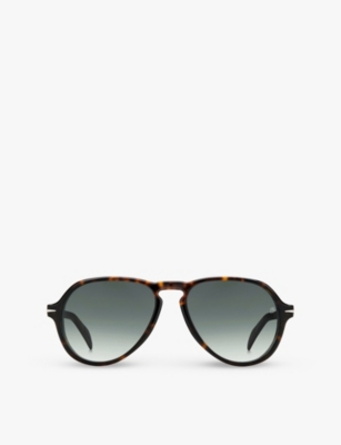 Eyewear By David Beckham Womens Havana 7079/s Aviator-frame Acetate Sunglasses In Havana