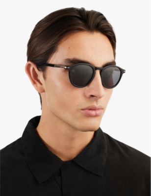 Eyewear By David Beckham Womens Black Gold 1114/s Round-frame Acetate Sunglasses In Black Gold