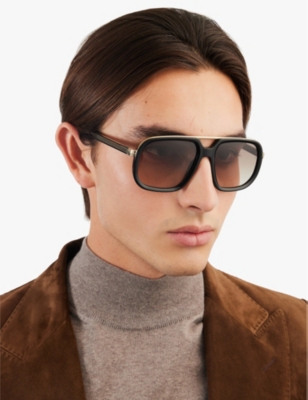 Eyewear By David Beckham Womens Black Gold 7101/s Square-frame Acetate Sunglasses In Black Gold
