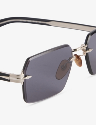 Eyewear By David Beckham Mens Black 7109/s Rectangle-frame Metal Sunglasses In Black