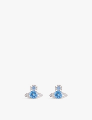 Vivienne Westwood Jewellery Mens  Ismene Brass And Cubic Zirconia Stud Earrings In Blue