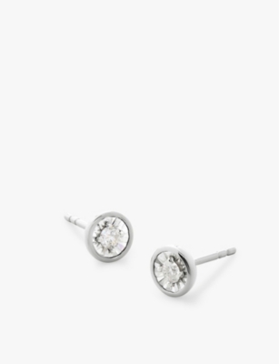 MONICA VINADER: Solitaire Small sterling-silver and 0.48ct brilliant-cut lab-grown diamond stud earrings