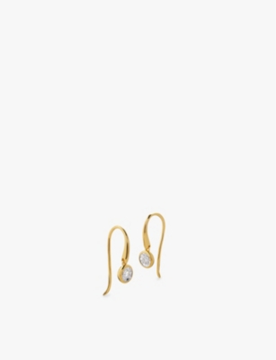 MONICA VINADER: Solitaire 18ct yellow gold-plated vermeil sterling-silver and 0.09ct brilliant-cut lab-grown diamond drop earrings