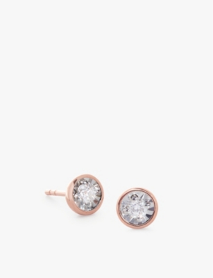 MONICA VINADER: Solitaire 18ct rose gold-plated vermeil sterling-silver and 0.082ct brilliant-cut lab-grown diamond stud earrings