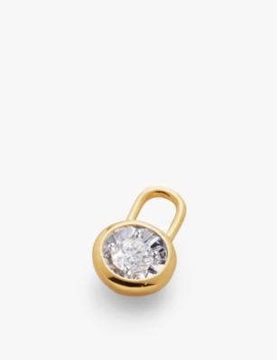 MONICA VINADER: Solitaire 18ct yellow gold-plated vermeil sterling-silver and 0.06ct lab-grown diamond earring charm